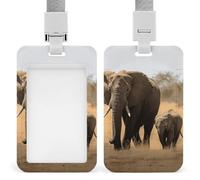 Walking Elephants Mother and Baby Badge Holder with Lanyard Heavy Duty Abs Plastic Card Case Id Card Name Badge Holders for Nurse Teacher Office Women Men
