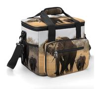 Walking Elephants Mother Insulated Cooler Bag, Lunch Box | 22.5L Large Lunch Bag for Man Women, Oxford Lunch Tote Bag, Portable Leakproof Ice Chest for Beach Camping Shopping Picnic