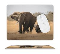 Walking Elephants Mother Leather Mouse Pad 8"x10", Comfortable Non-Slip Mousepad, Laptop Computer Mouse Pad Easy to Clean Smooth Waterproof Desk Mat for Home Office Travel Work Gaming