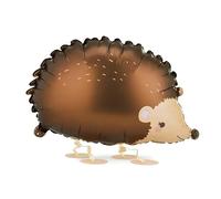Walking Foil Balloon Hedgehog, Brown, 58x36 cm, Helium Inflation, with Straw