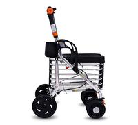 Walking Frame 4 Wheels Walking Rollator, Folding Mobility Walking Aid, Height Adjustable Seat and Underside Shopping Basket Elderly Walker It's
