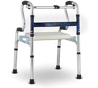 Walking Frame, Aluminum Foldable Walking Mobility Aid with Seat for Elderly Dual Walking Mode Yearn for(Blue)