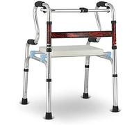 Walking Frame, Aluminum Foldable Walking Mobility Aid with Seat for Elderly Dual Walking Mode Yearn for(Red)