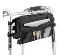Walking Frame Bag for Folding Walker, Versatile Large Walker Tote Bag with Adjustable Fastener, Hands-Free Rollator Storage Basket Mobility Aid Accessory Pouch for Elderly, Senior(Black)