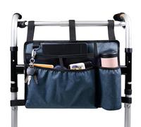 Walking Frame Bag Large Capacity Walker Basket with Cup Holder Folding Double Side Rollator Wheelchair Organizer Pouch Acessories Tote (Blue)