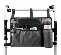 Walking Frame Bag Large Capacity Walker Basket with Cup Holder Folding Double Side Rollator Wheelchair Organizer Pouch Acessories Tote (Grey)