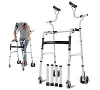 Walking Frame, Elderly People Foldable Assist Equipped Wheels Equipped with Arm Rest Pad, for The Limited Mobility,Supports Up to 400 Lbs (A (Dual use))