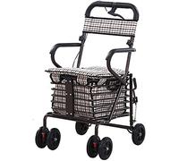 Walking Frame, Elderly, s s Lightweight Steel Pipe Folding Four Wheel with Padded Seat Carry Basket Walking aid Yearn for(C)