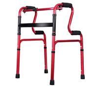 Walking Frame, Elderly, s s Lightweight Steel Pipe Folding Four Wheel with Padded Seat Carry Basket Walking aid Yearn for(Red)
