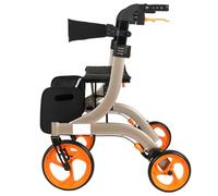 Walking Frame Rollator with Seat, 2-in-1 Walker and Wheelchair Combo, Lightweight Foldable Transport Chair with Dual Brakes, Suitable for Seniors
