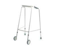 Walking Frame Ultra Narrow, Lightweight Aluminium with Wheels, Height Adjustable, Ergonomic Hand Grips, Non-Slip Ferrules S63210.S - Small