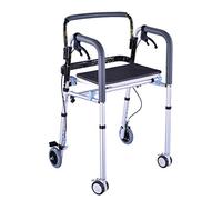 Walking Frame, Walker Lightweight Folding Walking Frame with 4 Wheel Padded Seat,Height Adjustable Elderly Aid Indoor Outdoor Use Everything is fine