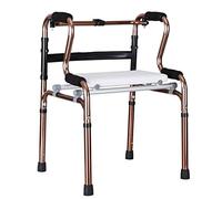 Walking Frame, Walking Frame Aluminum Foldable Walking Mobility Aid, 2 in 1 Walker with Seat for Elderly(Brown)