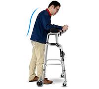 Walking Frame, Walking Frame Elderly Walking Aid Wheeled Foldable with Armrest Support Pad Lightweight Lower Limb Trainer for Disabled Yearn for