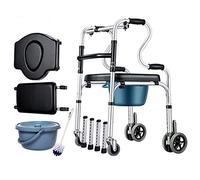 Walking Frame, Walking Frame Walking Aid, Adjustable Height Aluminum Alloy 4-Wheel with Brake Removable Seat Elderly Handicapped Seniors Yearn for