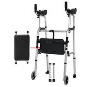 Walking Frame, Walking Frame Wheeled Disability with Seat Folding Elderly Walking Aid Adjustable Height Aluminium Lightweight Yearn for