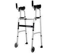 Walking Frame with Wheels Folding Lightweight Walker Lower Limb Rehabilitation Training Walk Auxiliary Elderly Adjustable Height Yearn for Better Life Thoughtful