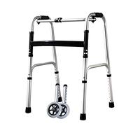 Walking Frame with Wheels Folding Lightweight Walker Lower Limb Rehabilitation Training Walk Auxiliary Elderly Adjustable Height Yearn for Better Life Thoughtful,A