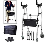 Walking Frames Rolling with Armrest Support Pad by - 4 Wheel Rollator for Elderly Seniors - Adjustable Height Aid