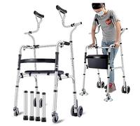 Walking Frames, with Wheels Walker Rehabilitation Foot Rehabilitation Height Adjustable Walking Aid Aluminum Alloy for People Who Need