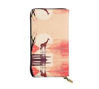 Walking Giraffe Printed leather wallet, 7.5 x 4.1-inch long credit card holder, portable travel cash wallet
