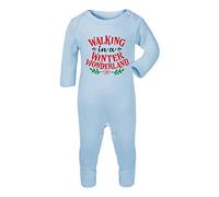 Walking in a Winter Wonderland [BCX] Baby Romper Jumpsuit with feet, 6-12 Months, Pastel Blue