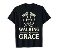Walking in Grace Christian Faith Cross Footprints Jesus T-Shirt