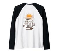 Walking Meditation in Progress Sunrise Mindfulness Path Raglan Baseball Tee