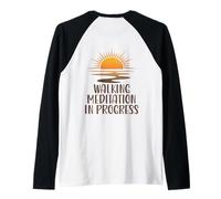 Walking Meditation in Progress Sunrise Path Yoga Mindful Raglan Baseball Tee