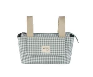 Walking Mum. I Love Vichy Bag Maternity Stroller Bag Short Handles to Attach to Cart Green Measures 31X17X12 cm