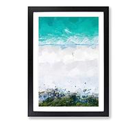 Walking on The Beach in Abstract Framed Print | A2 Black Framed Wall Art | Ready to Hang | Abstract Beach Picture | Living Room Bedroom Lounge Office