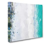 Walking on the Beach in Abstract Modern Canvas Wall Art Print Ready to Hang, Framed Picture for Living Room Bedroom Home Office Décor, 14x14 Inch (35x35 cm)