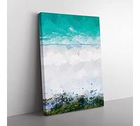 Walking On The Beach In Abstract Modern Canvas Wall Art Print Ready to Hang, Framed Picture for Living Room Bedroom Home Office Décor, 50x35 cm (20x14 Inch)