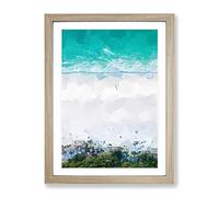 Walking On The Beach In Abstract Modern Framed Print | A3 Oak Framed Wall Art | Ready to Hang | Abstract Beach Picture | Living Room Bedroom Lounge Office