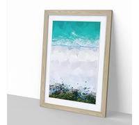 Walking On The Beach In Abstract Modern Framed Wall Art Print, Ready to Hang Picture for Living Room Bedroom Home Office Décor, Oak A4 (34 x 25 cm)