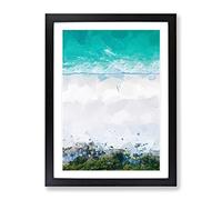 Walking On The Beach In Abstract Modern Framed Wall Art Print, Ready to Hang Picture for Living Room Bedroom Home Office Décor, Black A3 (34 x 46 cm)