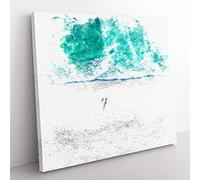 Walking on the Beach Watercolour Modern Canvas Wall Art Print Ready to Hang, Framed Picture for Living Room Bedroom Home Office Décor, 50x50 cm (20x20 Inch)