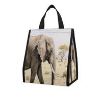 Walking on The Grassland Insulated Lunch Bag Box, 12L Capacity with Dual Side Pockets, Foldable Cooler Tote, Leakproof Lunch Cooler Bag, Reusable Picnic Tote Bags for Work Travel Office Beach
