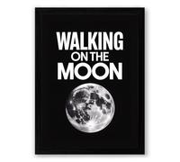 Walking on the Moon Typography Framed Wall Art Print A1 (84.1×59.4cm) Black, Wall Decor for Living Room, Bedroom, Office & Home, Ready to Hang, Art Gift