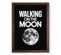 Walking on the Moon Typography Framed Wall Art Print A1 (84.1×59.4cm) Walnut, Wall Decor for Living Room, Bedroom, Office & Home, Ready to Hang, Art Gift