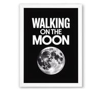 Walking on the Moon Typography Framed Wall Art Print A1 (84.1×59.4cm) White, Wall Decor for Living Room, Bedroom, Office & Home, Ready to Hang, Art Gift