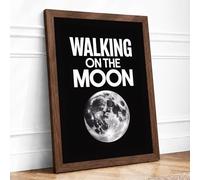Walking on the Moon Typography Framed Wall Art Print A2 (59.4×42cm) Walnut, Wall Decor for Living Room, Bedroom, Office & Home, Ready to Hang, Art Gift