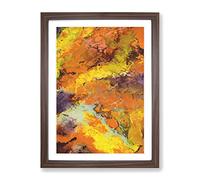 Walking On The Sand Abstract Framed Print for Living Room Bedroom Home Office Décor, Wall Art Picture Ready to Hang, Walnut A4 Frame (34 x 25 cm)