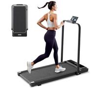 Walking Pad Under Desk Treadmill with Foldable Handle Bar, Portable Compact Electric Walking Treadmills with Remote Control for Home Office, Quiet Fitness Machine, Inky Black