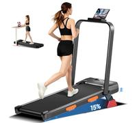 Walking Pad with Incline 15% Under Desk Treadmill with Handle 2.5HP Walking Treadmill for Home 136KG Capacity 8 Shock Absorbing Cushions 7 Layer Running Belt Walking Pad Foldable No Assembly