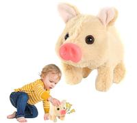 Walking Piggy Pet Electronic Plush Piggy Toy Piglet That Walks, Wags Tail, Wiggles Nose, And Makes Oink Sounds Gifts for Toddlers Christmas Birthday (Brown)