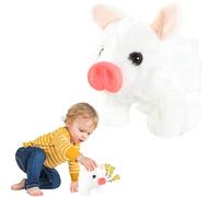 Walking Piggy Pet Electronic Plush Piggy Toy Piglet That Walks, Wags Tail, Wiggles Nose, And Makes Oink Sounds Gifts for Toddlers Christmas Birthday (White)