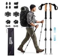 Walking Poles 2 Pack, Adjustable Collapsible Trekking Poles with Quick Lock for Men & Women, Lightweight 7075 Aluminum Hiking Poles with Natural Cork Grip for Hiking, Camping & Backpacking