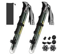 Walking Poles - 2 Pack Collapsible Trekking Hiking Poles with Quick Lock System, Folding, Telescopic, Ultralight for Senior Trekking, Backpacking, Hiking (Green 115-135cm(2 Pack))
