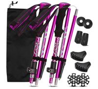 Walking Poles, 2 PCS Collapsible Hiking Poles, Foldable Trekking Poles110-125CM Adjustable,Telescopic, Ultralight Trekking Poles For Women Men Senior Backpacking, Hiking, Camping (Purple)